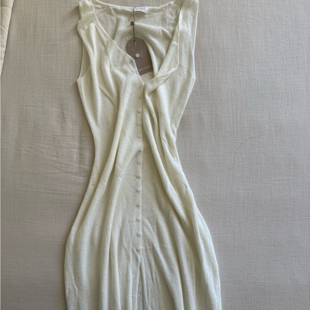 ❌SOLD❌Meshki Cream Button-Down Midi Dress
